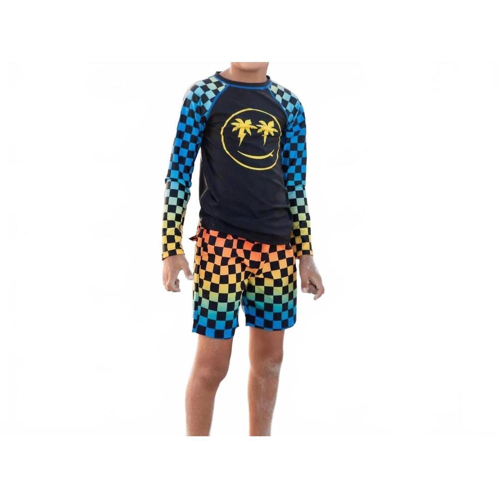 NEW APPAMAN happy surfing rash guard in gradient checkerboard - Picture 3 of 8